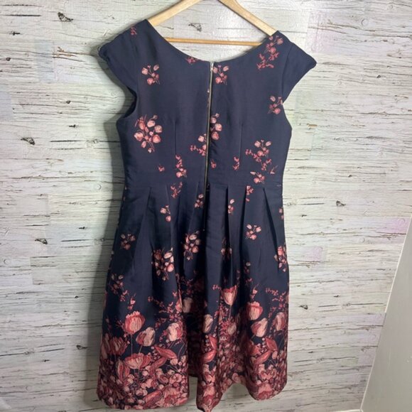 eShakti Size 1x Blue pink Floral Midi Dress 18 - Picture 7 of 7